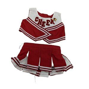 Build a Bear BABW Cheer leader outfit red  white top skirt clothing